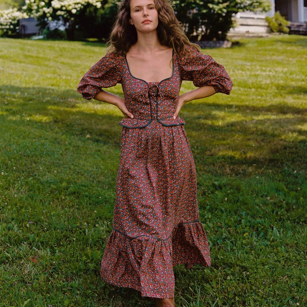 Christy Dawn Narcissa dress evergreen apple harvest medium EUC